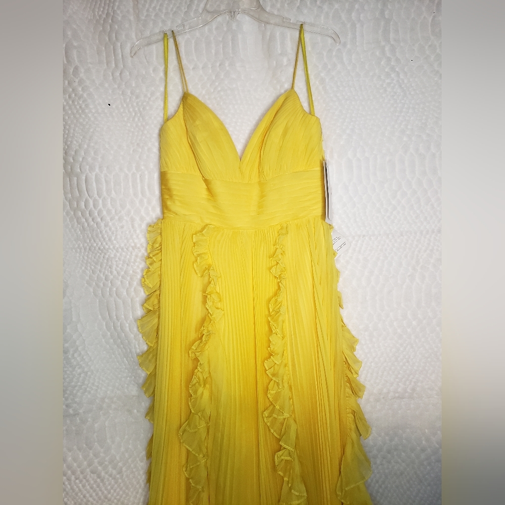 Mac Duggal Ruffle/Pleated Yellow Dress - Picture 4 of 8